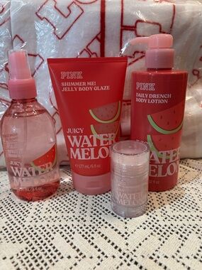 (Inventory 47)PINK Victoria's Secret Juicy Watermelon Body Care Set - Pink & Red